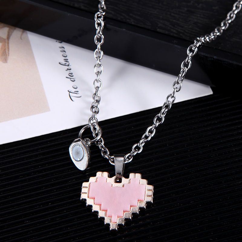 2pcs Magnetic Heart-shaped Mosaic Necklace Fashion Personality Couple Love Necklace For Valentine's Day